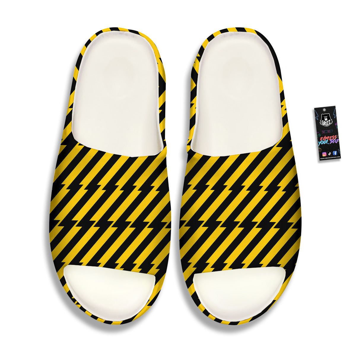 Yellow Lightning Spark Print Pattern Sandals-grizzshop