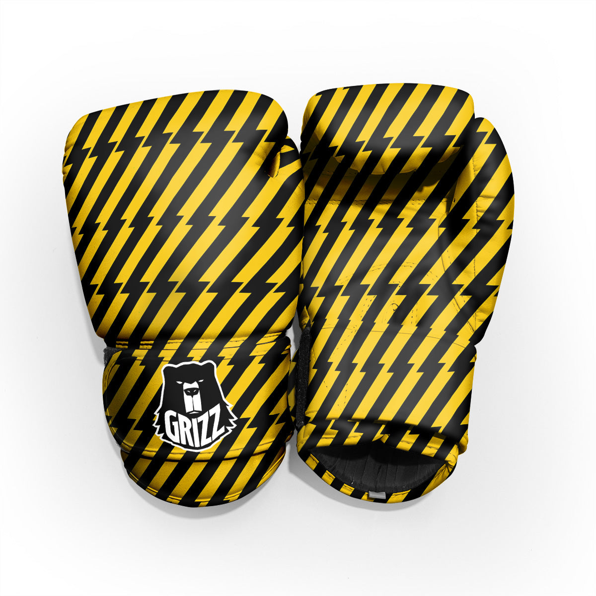 Yellow Lightning Spark Print Pattern Sparring Gloves-grizzshop