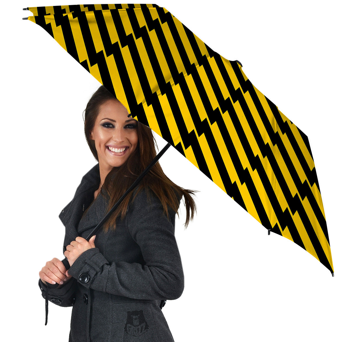 Yellow Lightning Spark Print Pattern Umbrella-grizzshop