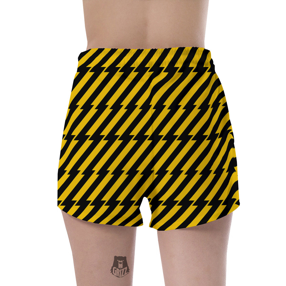 Yellow Lightning Spark Print Pattern Women's Shorts-grizzshop