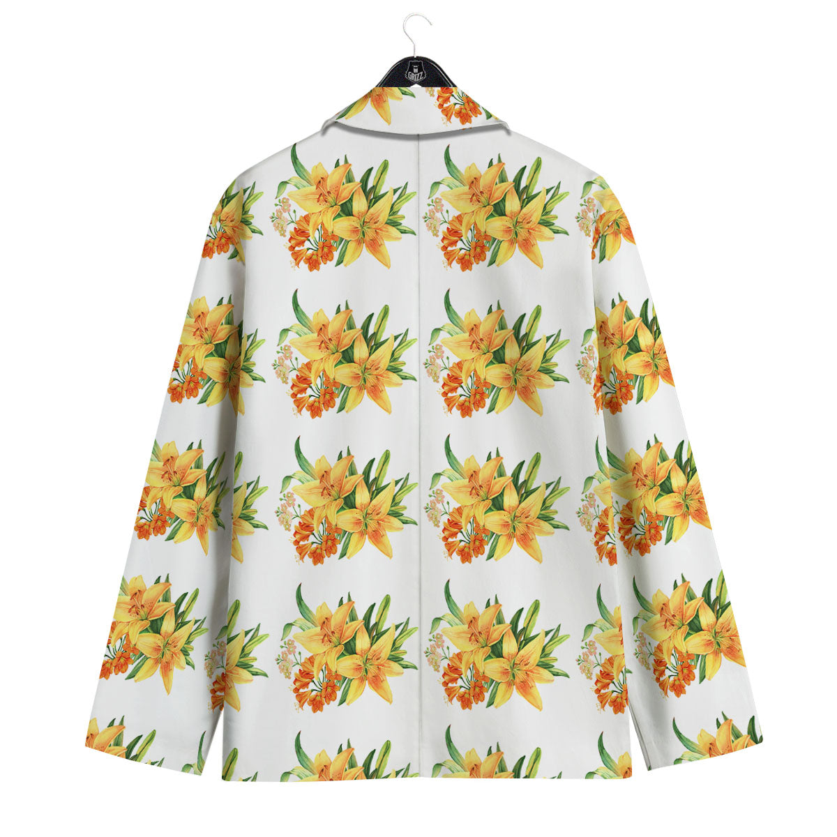Yellow Lily Watercolor Print Pattern Men's Sport Coat-grizzshop