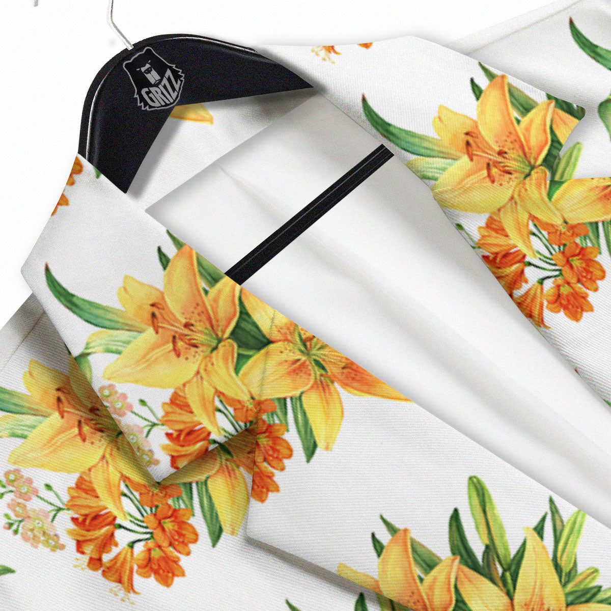 Yellow Lily Watercolor Print Pattern Men's Sport Coat-grizzshop