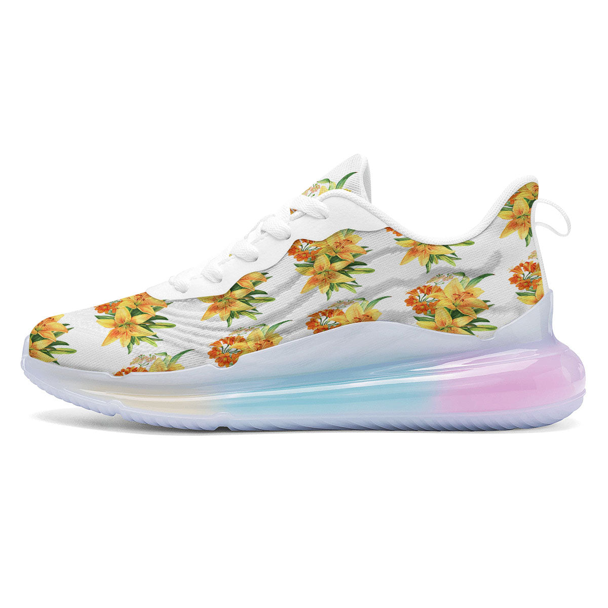 Yellow Lily Watercolor Print Pattern Running Sneakers-grizzshop
