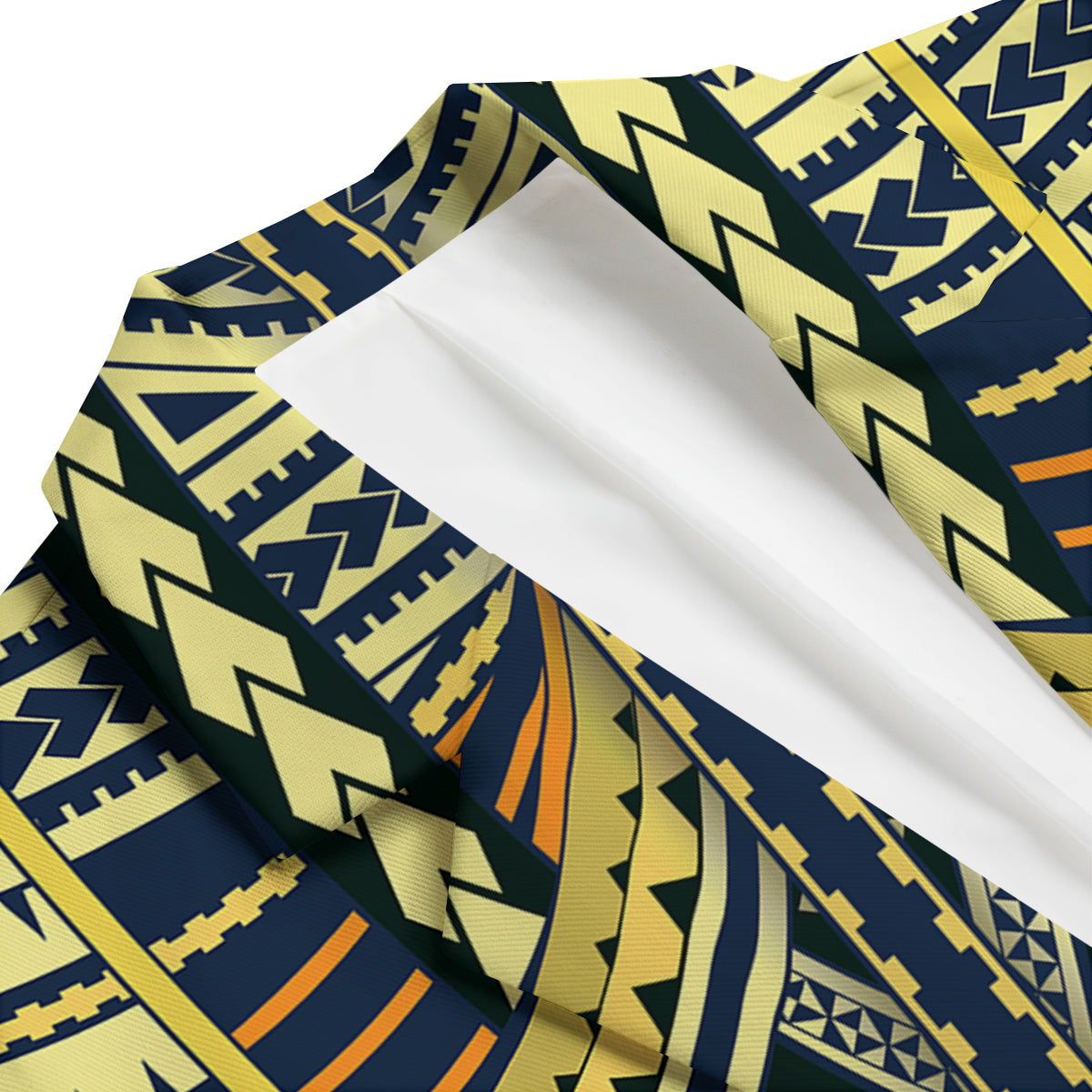 Yellow Maori Tribal Men's Blazer-grizzshop