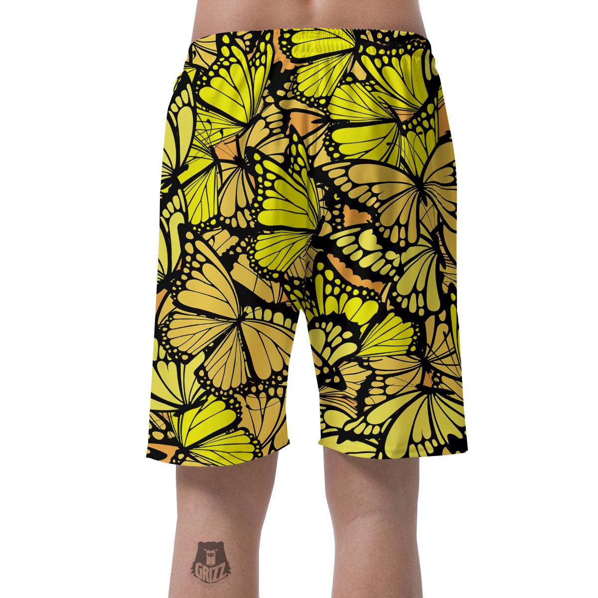 Yellow Monarch Butterfly Men's Shorts-grizzshop