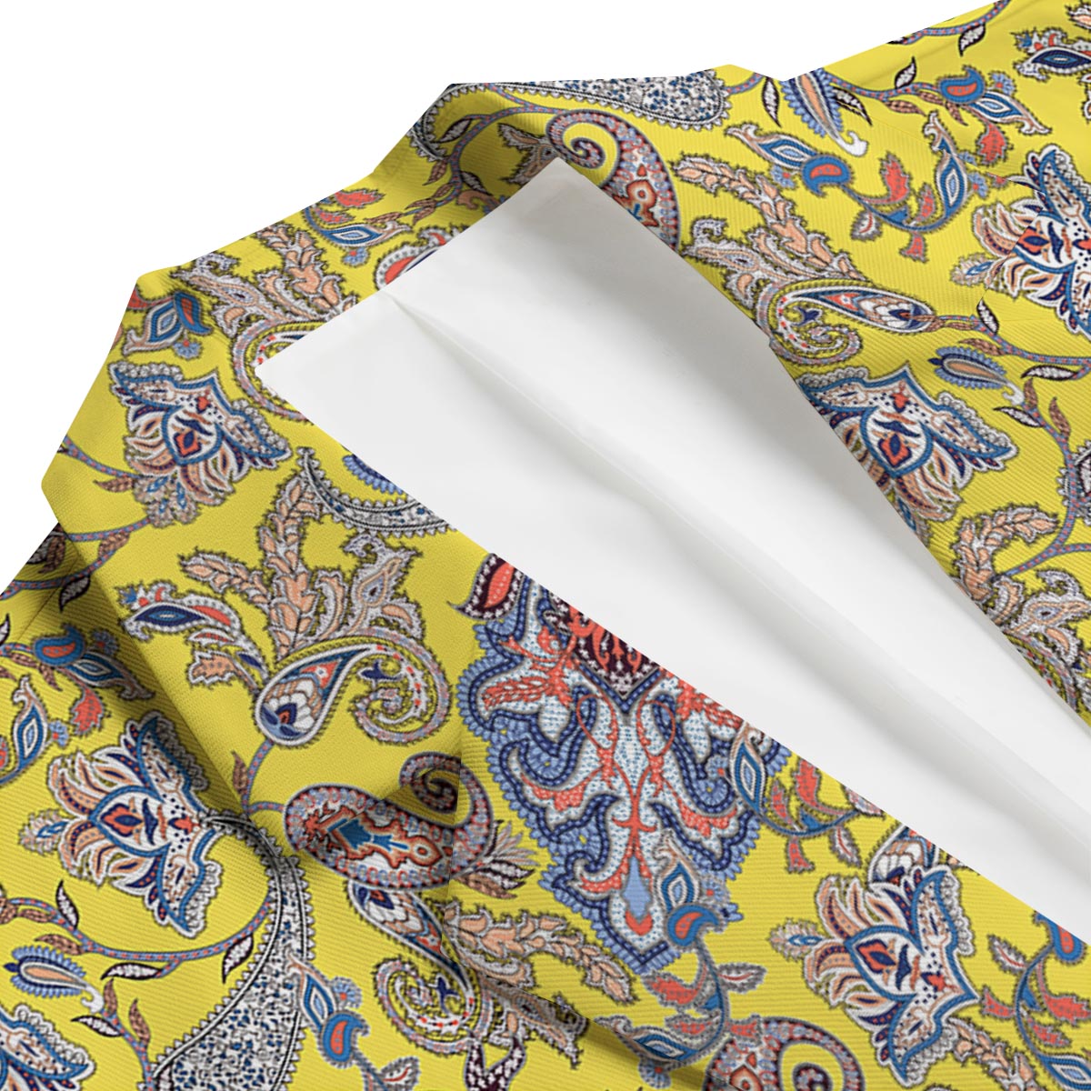 Yellow Paisley Pattern Print Men's Blazer-grizzshop