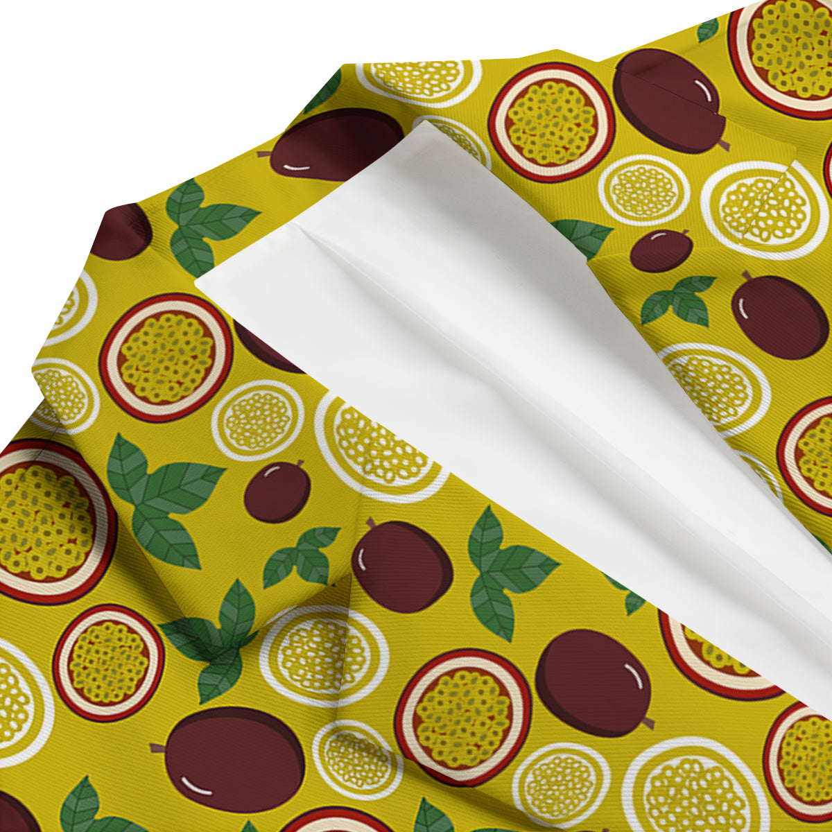 Yellow Passion Fruit Print Pattern Men's Blazer-grizzshop
