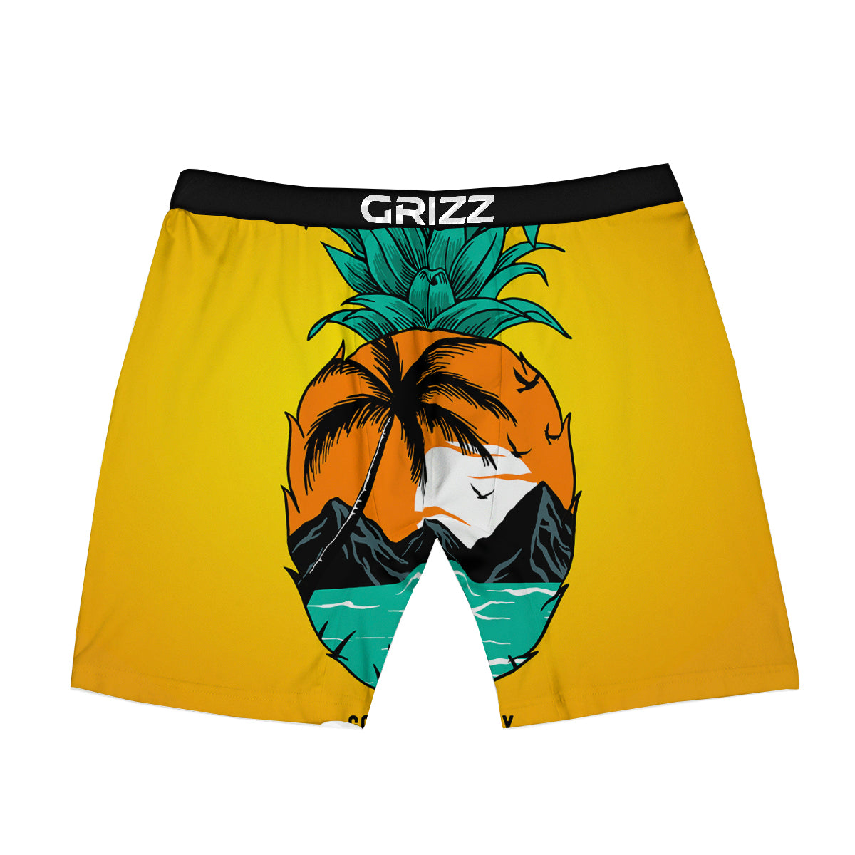 Yellow Pineapple Aloha Tropical Island Print Boxer Briefs-grizzshop