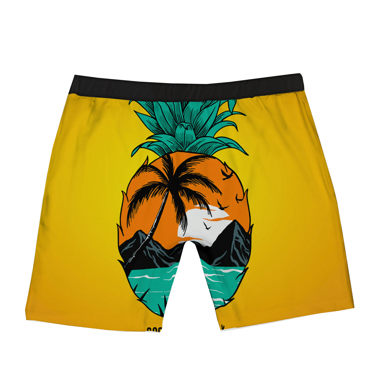 Yellow Pineapple Aloha Tropical Island Print Boxer Briefs-grizzshop