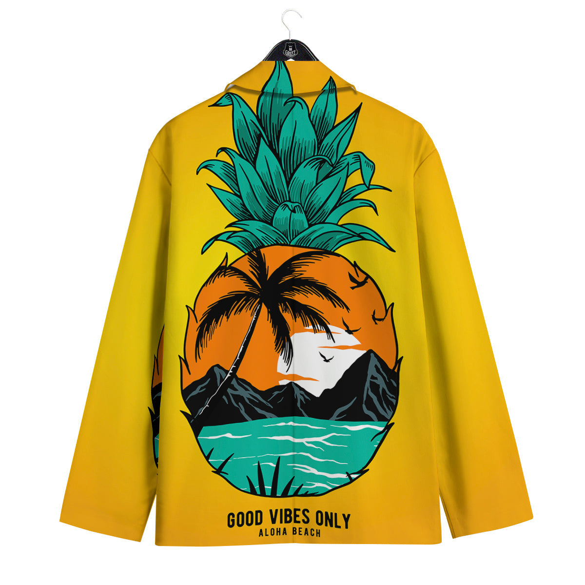 Yellow Pineapple Aloha Tropical Island Print Men's Sport Coat-grizzshop