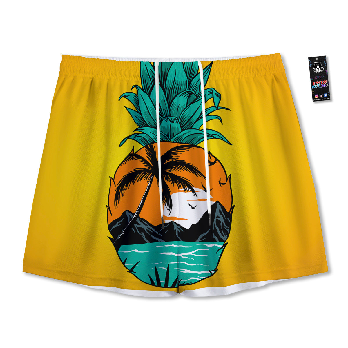 Zodiac Sign Dark Gemini Print Mesh Shorts