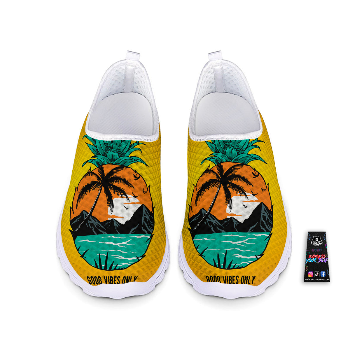 Yellow Pineapple Aloha Tropical Island Print Nurse Shoes-grizzshop