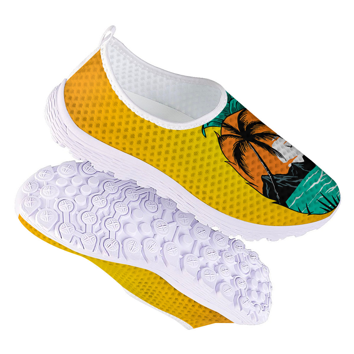 Yellow Pineapple Aloha Tropical Island Print Nurse Shoes-grizzshop