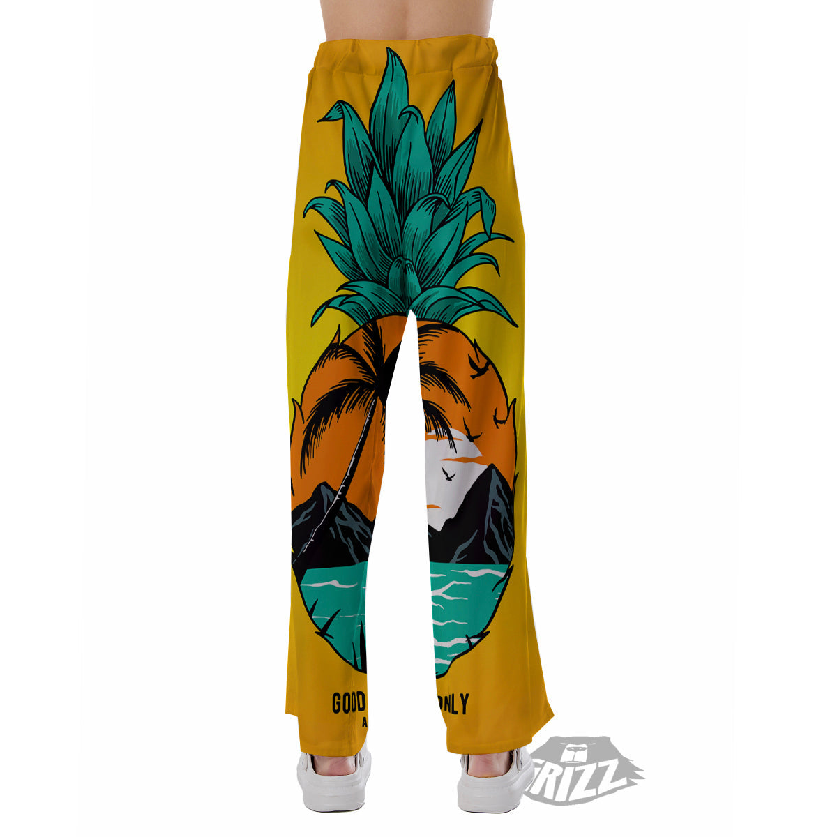 Yellow Pineapple Aloha Tropical Island Print Pajama Pants-grizzshop