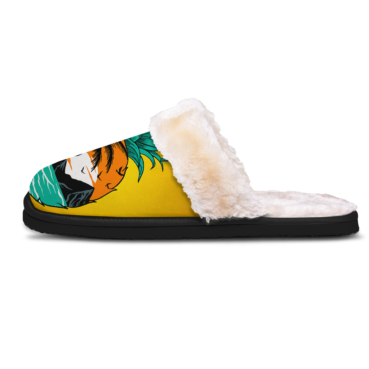 Yellow Pineapple Aloha Tropical Island Print Slippers-grizzshop