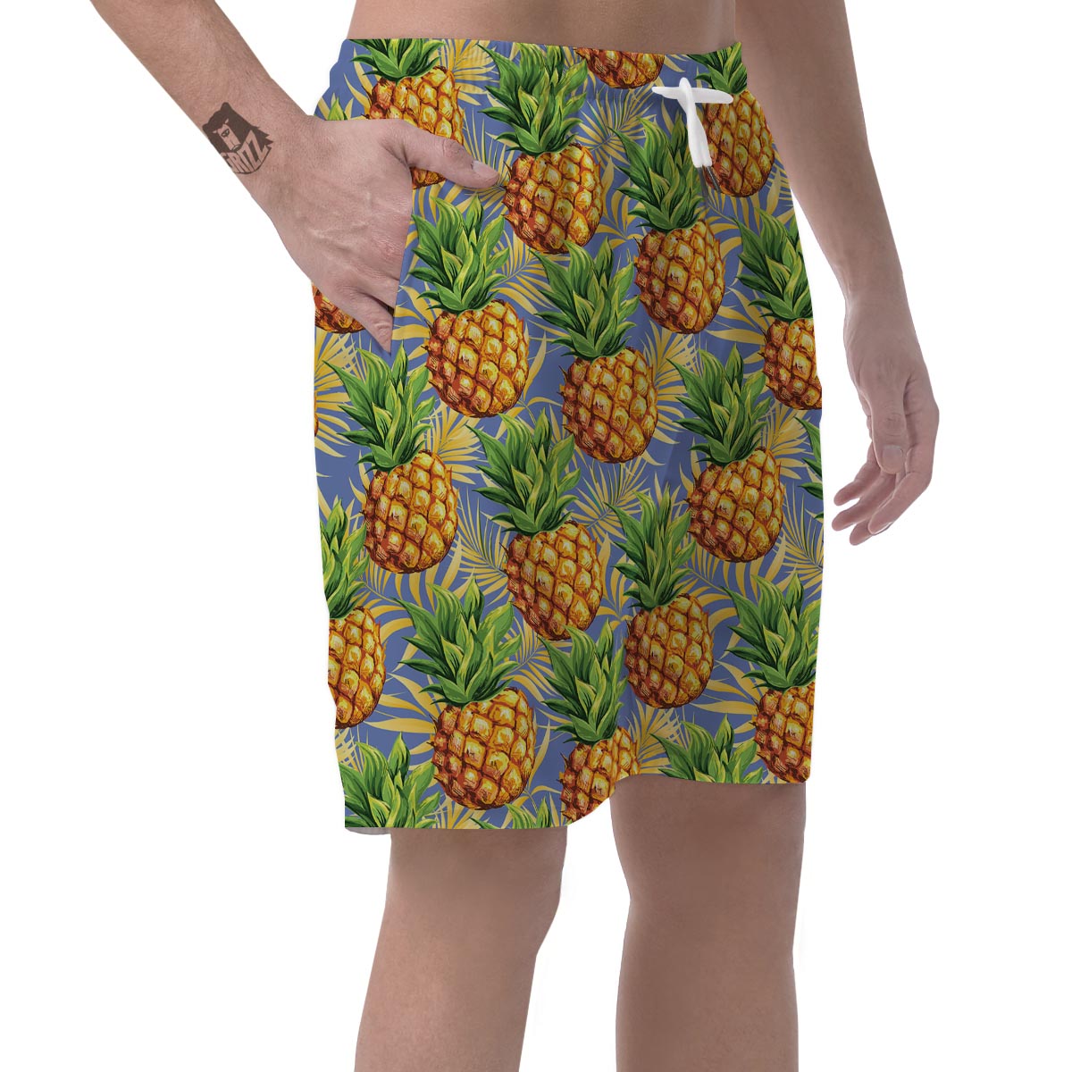 Yellow Pineapple Hawaiian Print Men's Shorts-grizzshop