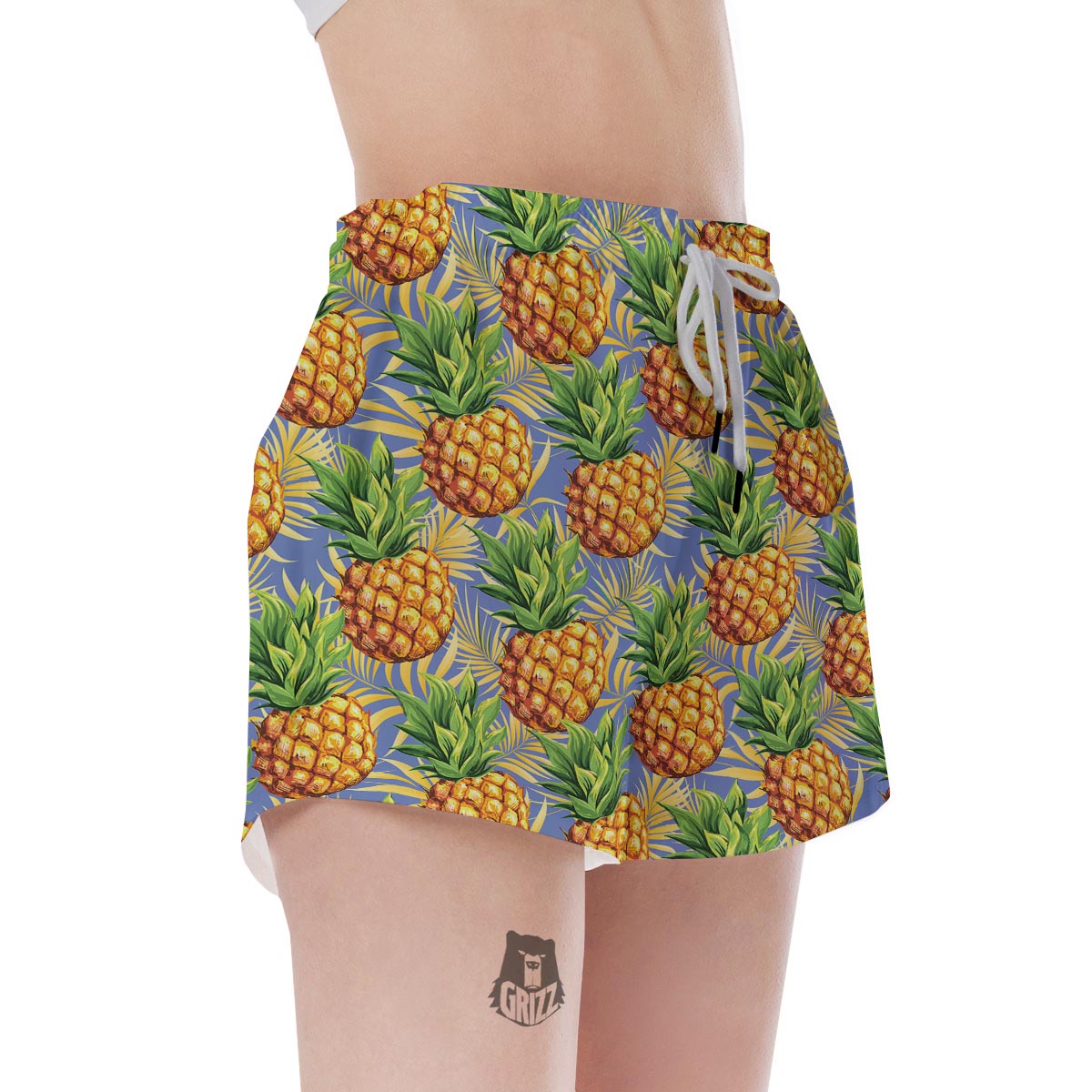 Yellow Pineapple Hawaiian Print Women's Shorts-grizzshop