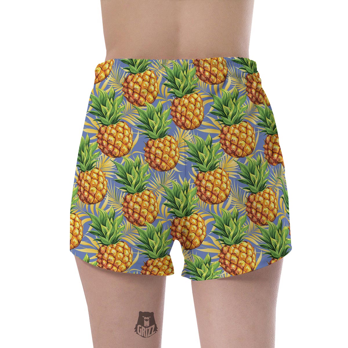 Yellow Pineapple Hawaiian Print Women's Shorts-grizzshop