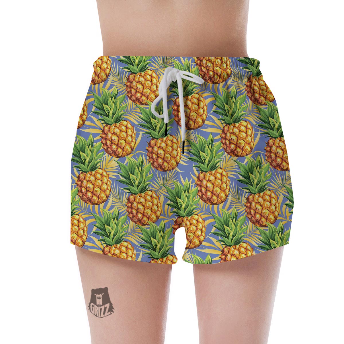 Yellow Pineapple Hawaiian Print Women's Shorts-grizzshop