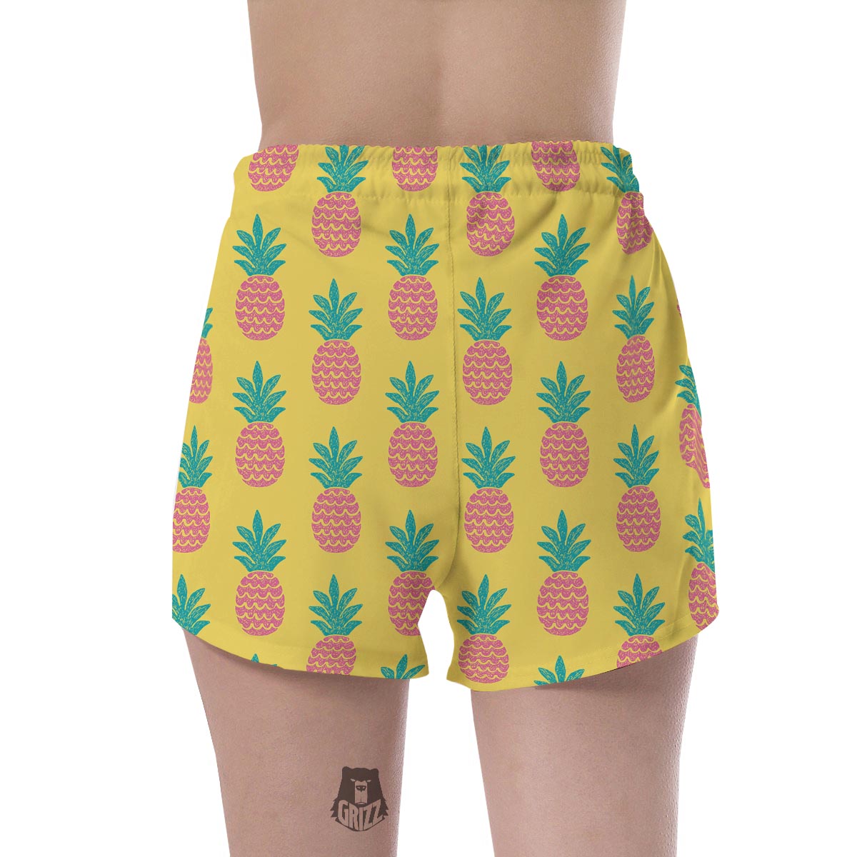 Yellow Pineapple Print Women's Shorts-grizzshop