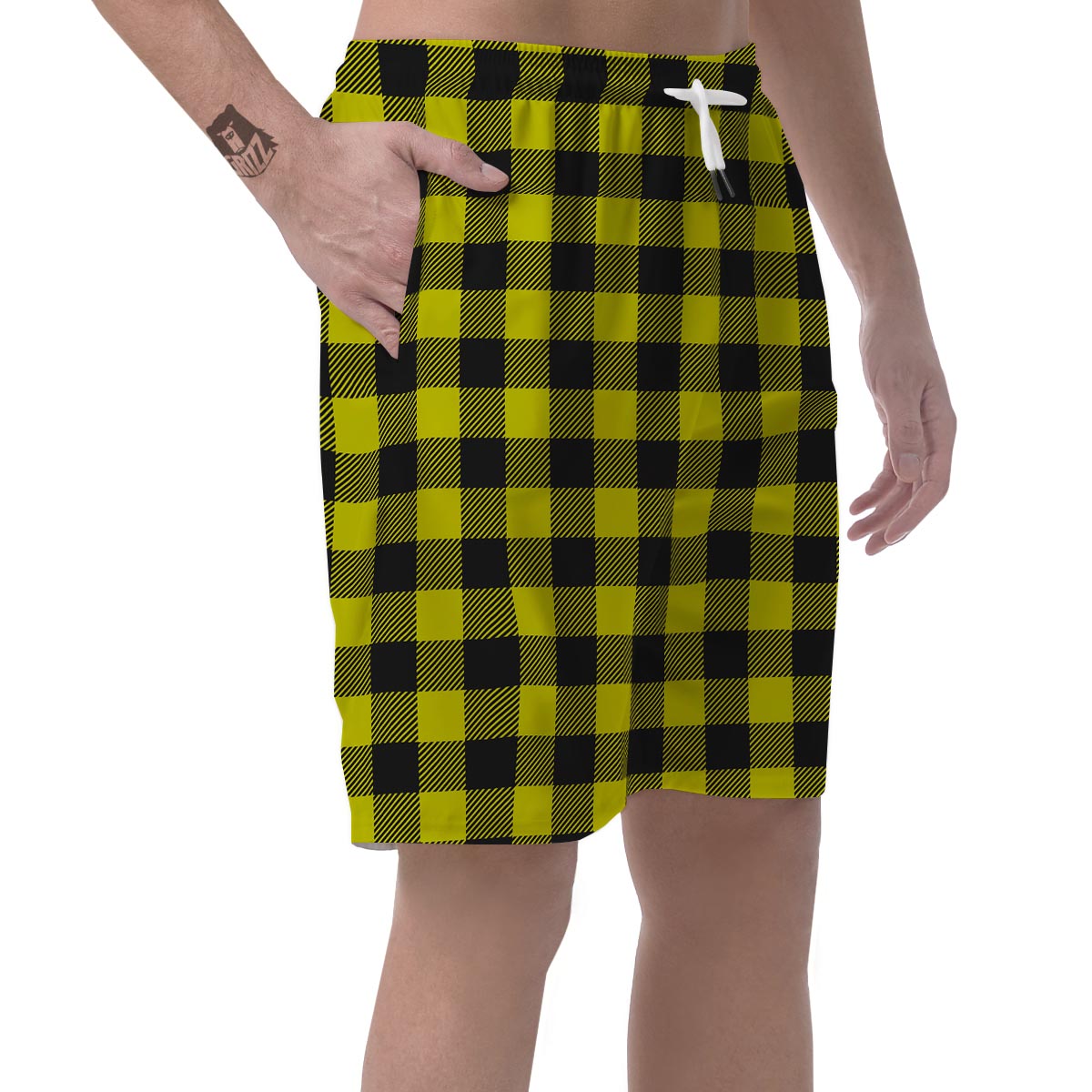 Yellow Plaid Men's Shorts-grizzshop