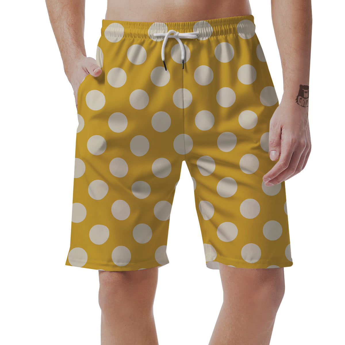 Yellow Polka Dot Men's Shorts-grizzshop