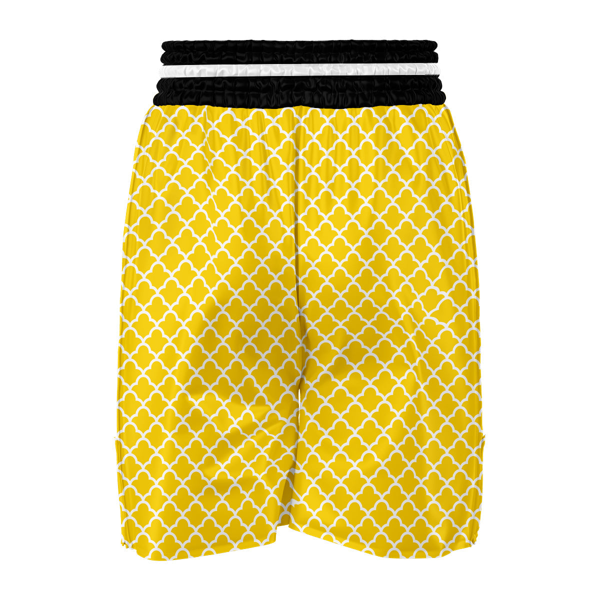 Yellow Quatrefoil Print Pattern Boxing Shorts-grizzshop
