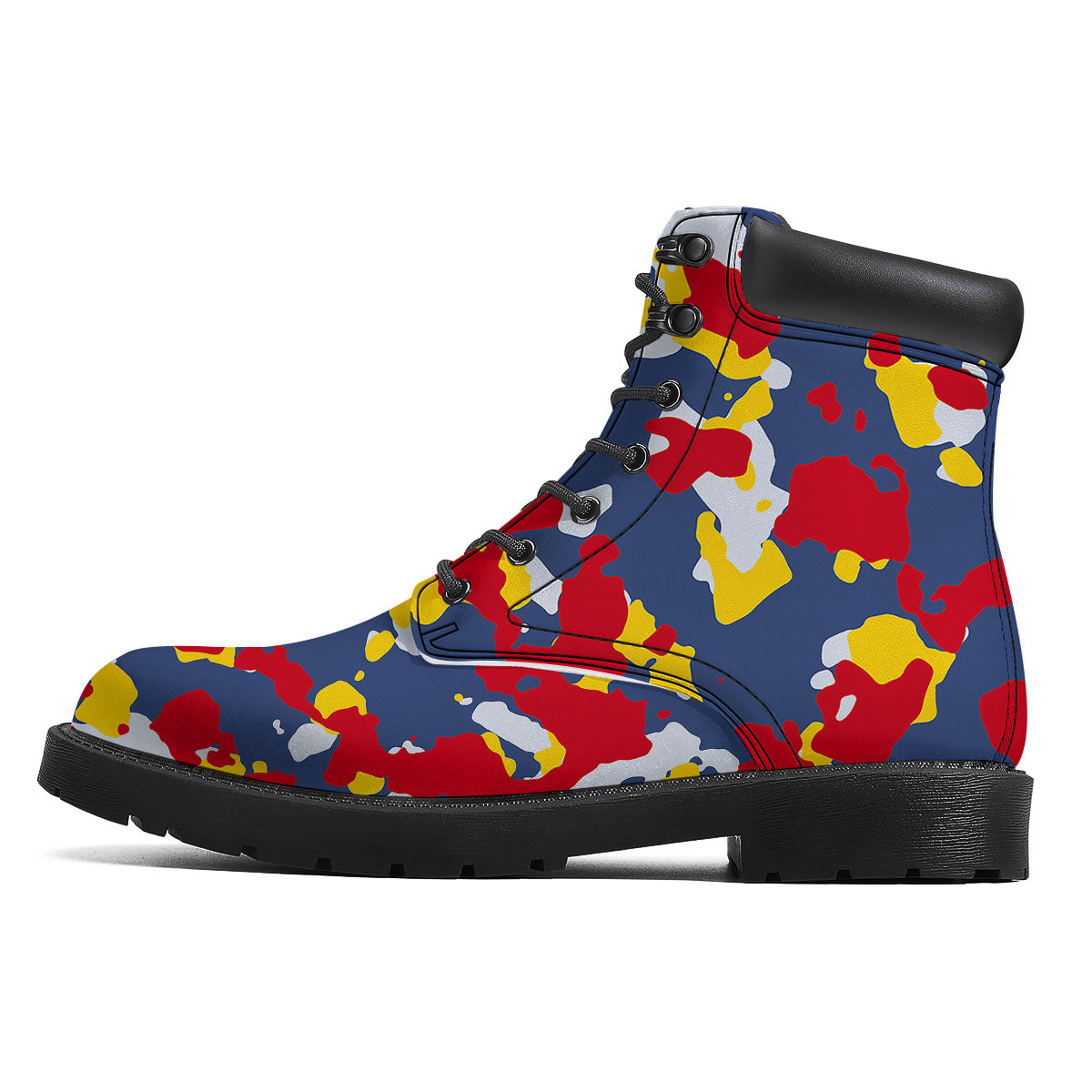 Yellow Red And Blue Camouflage Print Boots-grizzshop