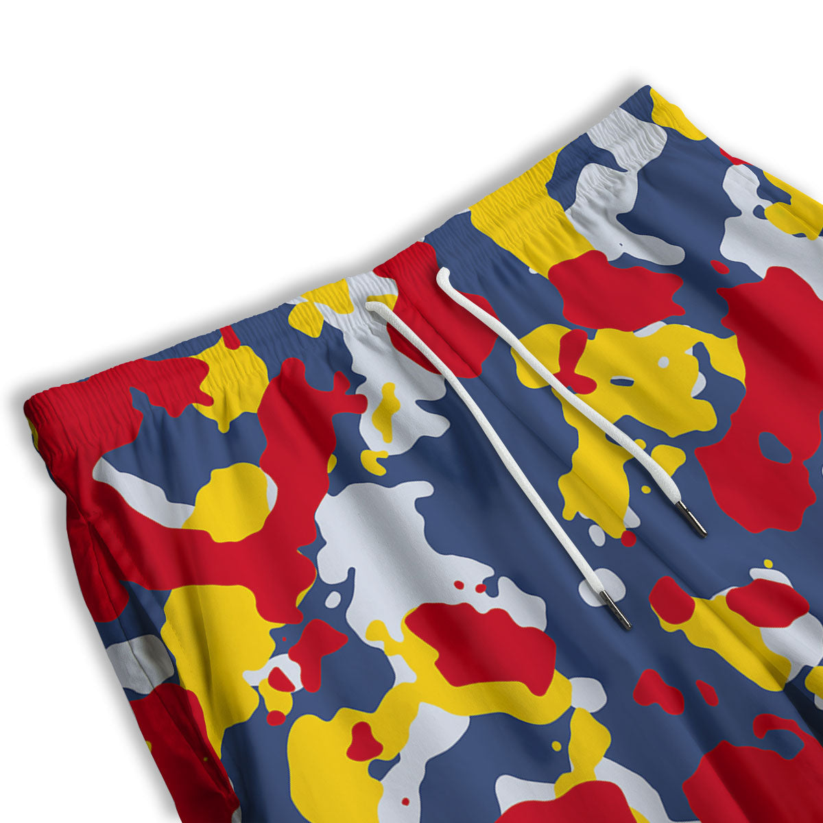 Yellow Red And Blue Camouflage Print Men's Athletic Shorts