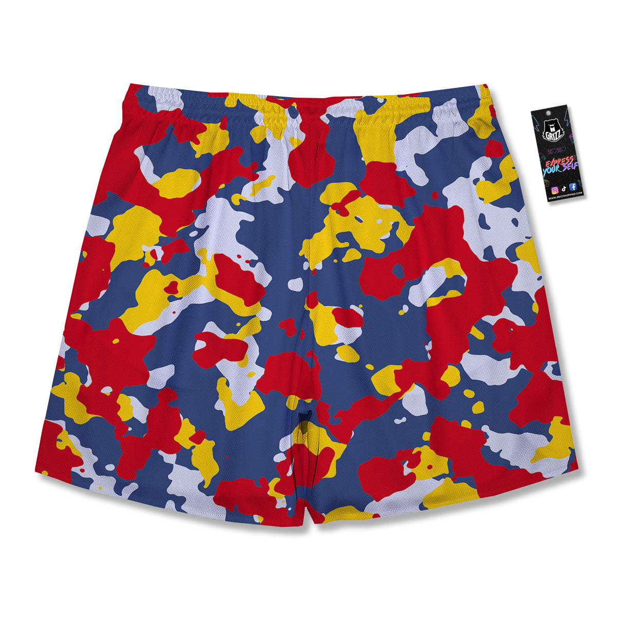 Yellow Red And Blue Camouflage Print Men's Running Shorts-grizzshop