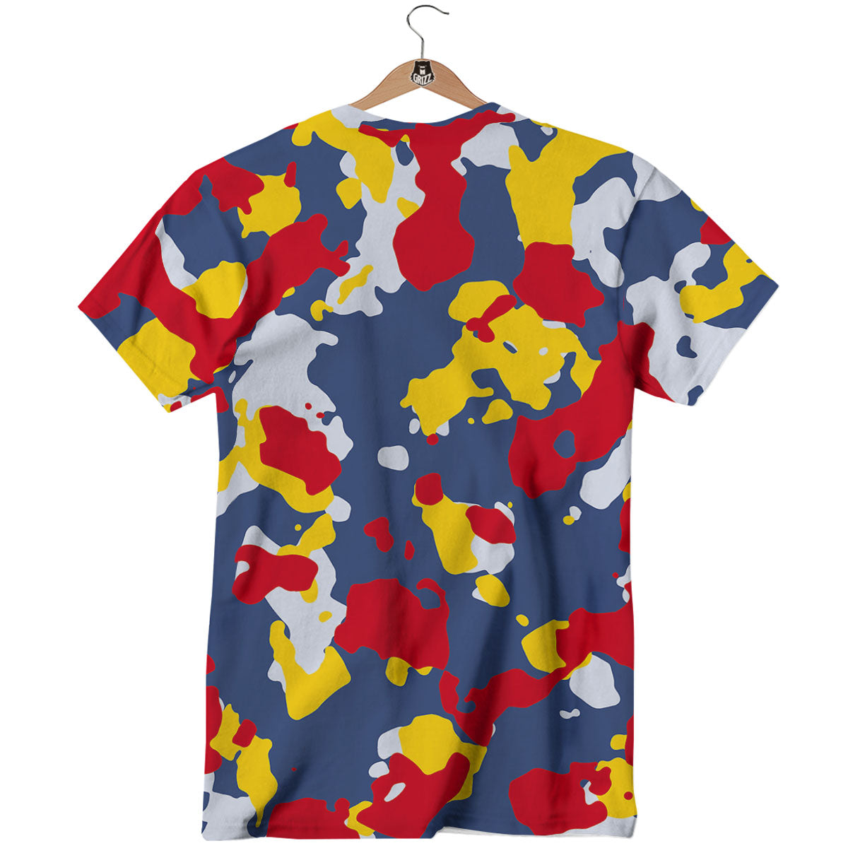 Yellow Red And Blue Camouflage Print T-Shirt-grizzshop
