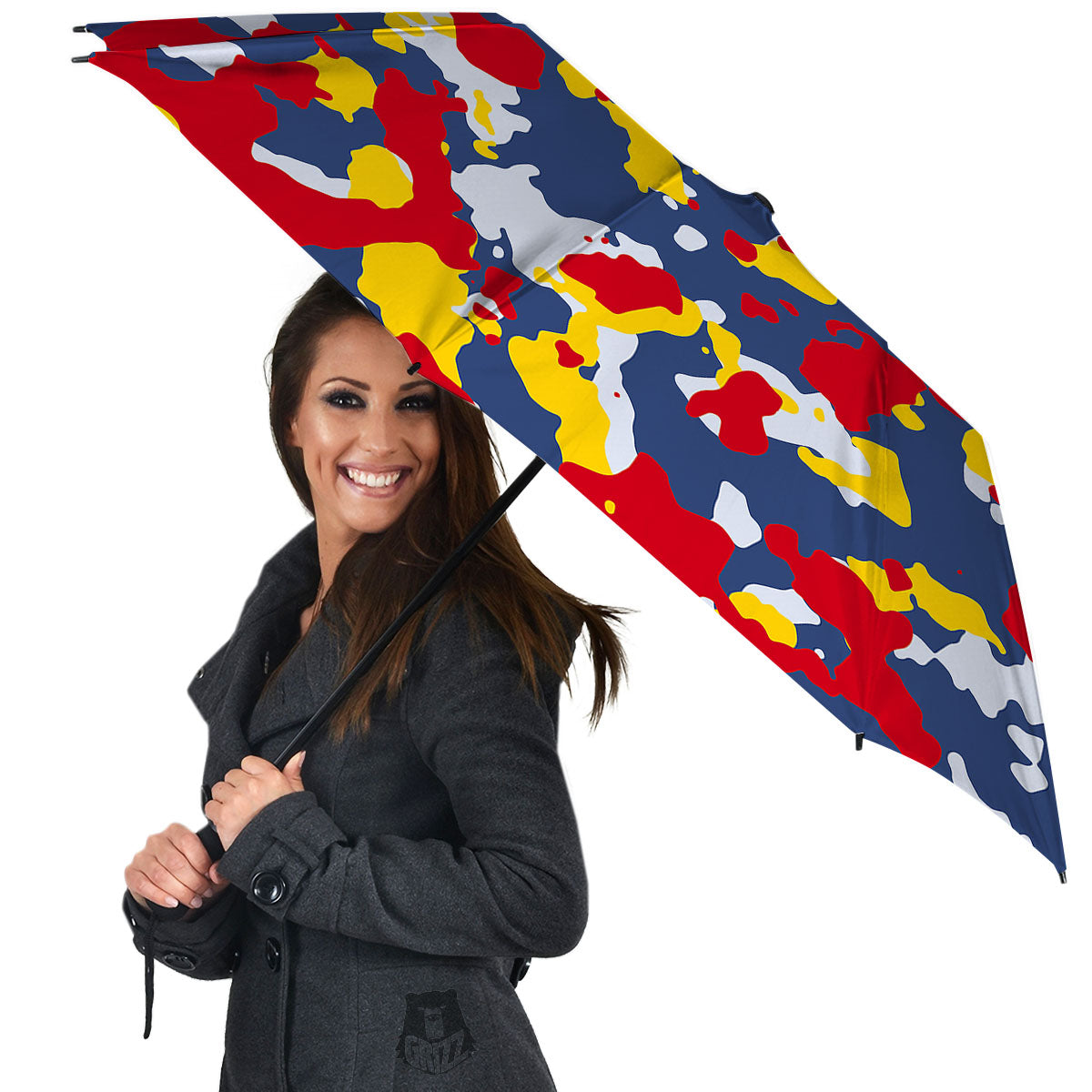 Yellow Red And Blue Camouflage Print Umbrella-grizzshop