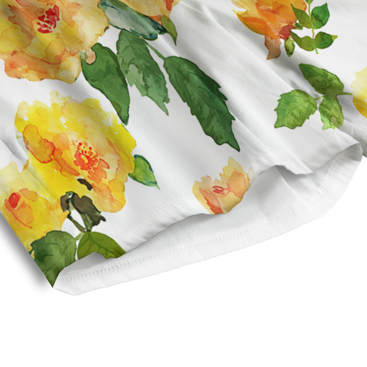 Yellow Rose Watercolor Print Pattern Men's Athletic Shorts
