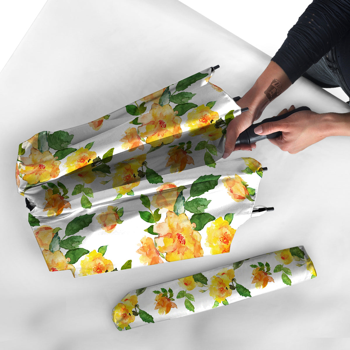 Yellow Rose Watercolor Print Pattern Umbrella-grizzshop