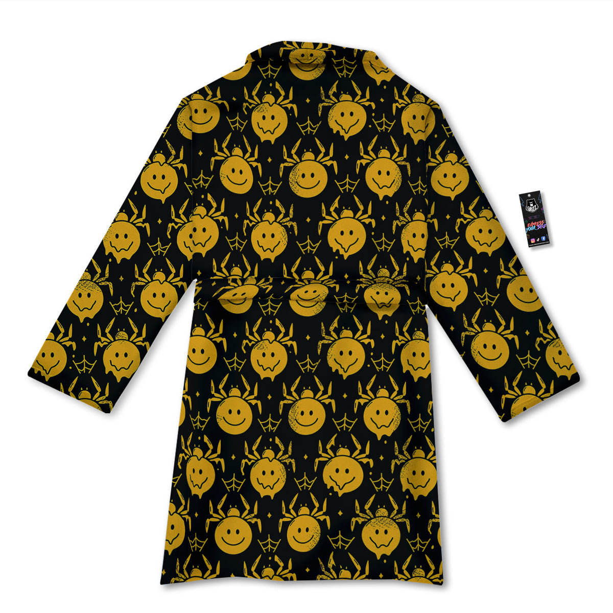 Yellow Spider Psychedelic Melt Print Pattern Bathrobe-grizzshop