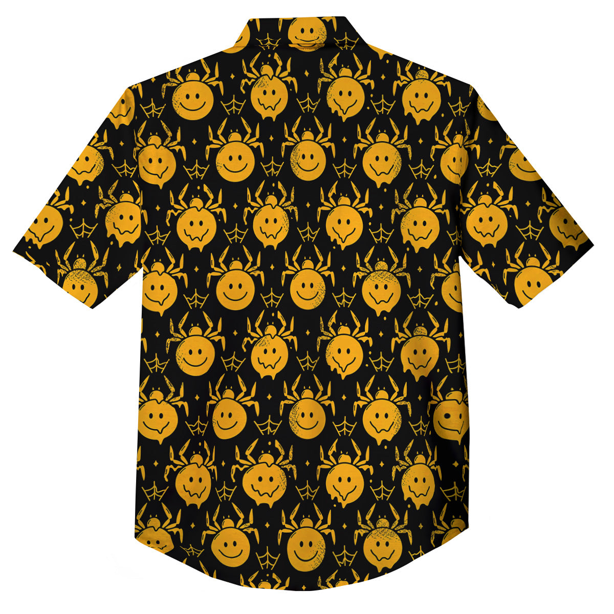 Yellow Spider Psychedelic Melt Print Pattern Button Up Shirt-grizzshop