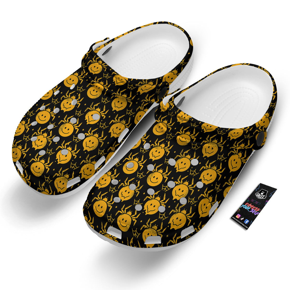 Yellow Spider Psychedelic Melt Print Pattern Clog-grizzshop