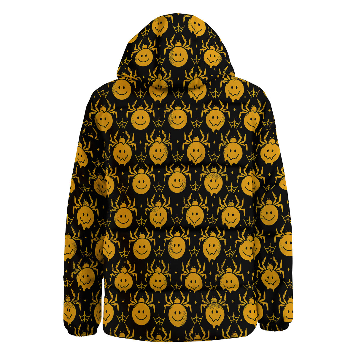 Yellow Spider Psychedelic Melt Print Pattern Down Jacket-grizzshop
