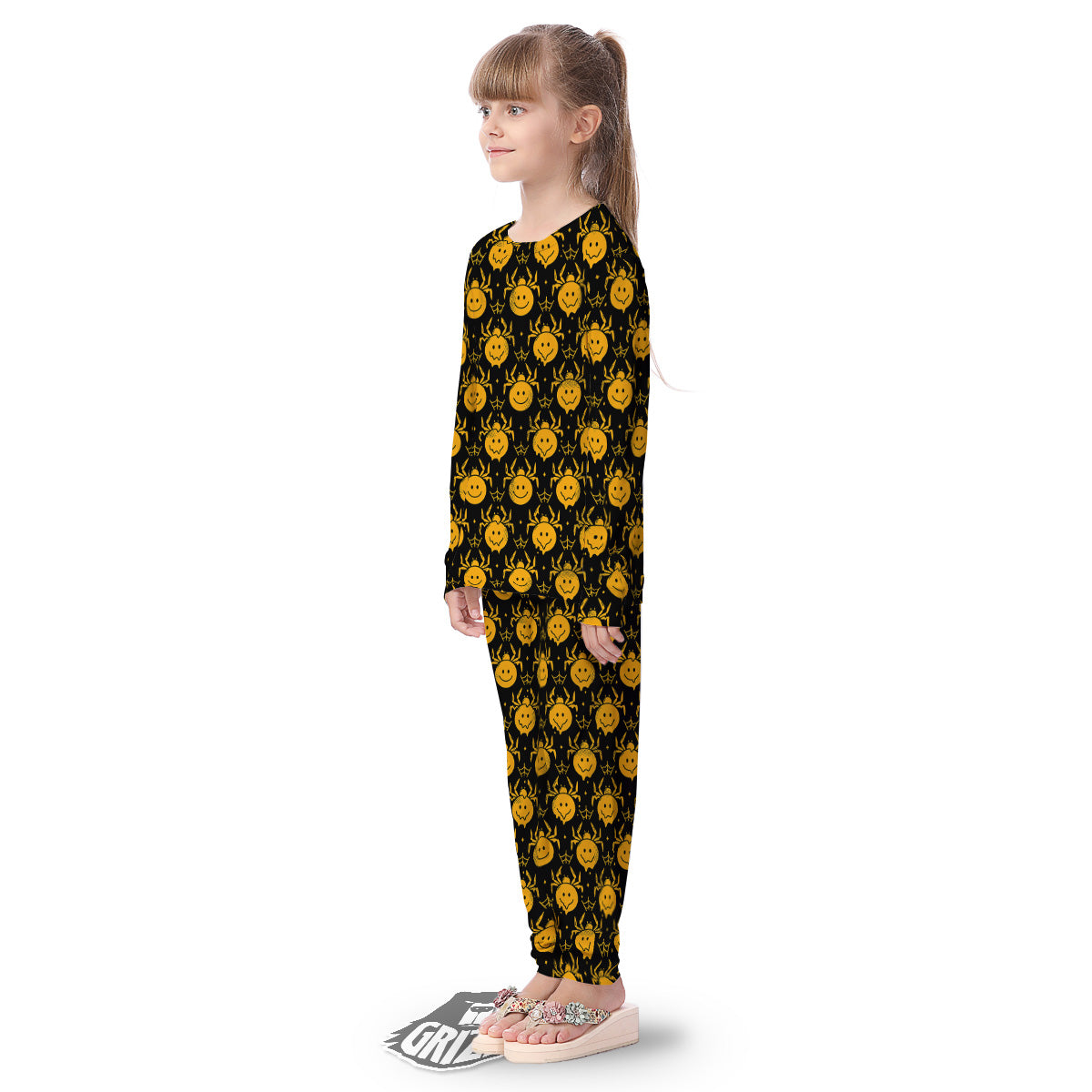 Yellow Spider Psychedelic Melt Print Pattern Kid's Pajamas-grizzshop
