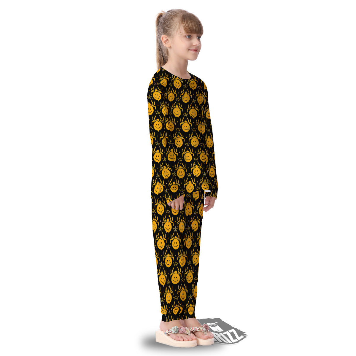Yellow Spider Psychedelic Melt Print Pattern Kid's Pajamas-grizzshop