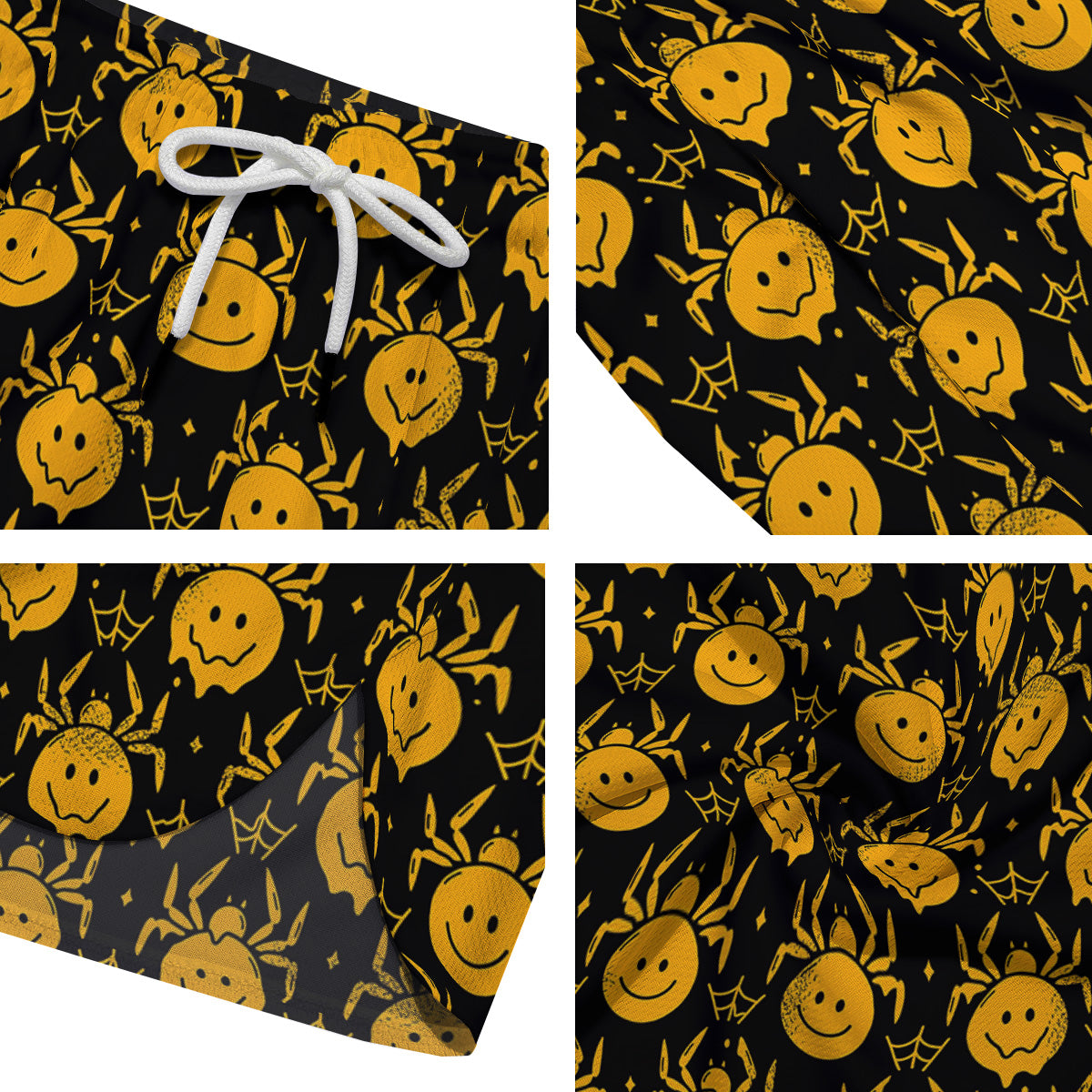 Yellow Spider Psychedelic Melt Print Pattern Men's Running Shorts-grizzshop