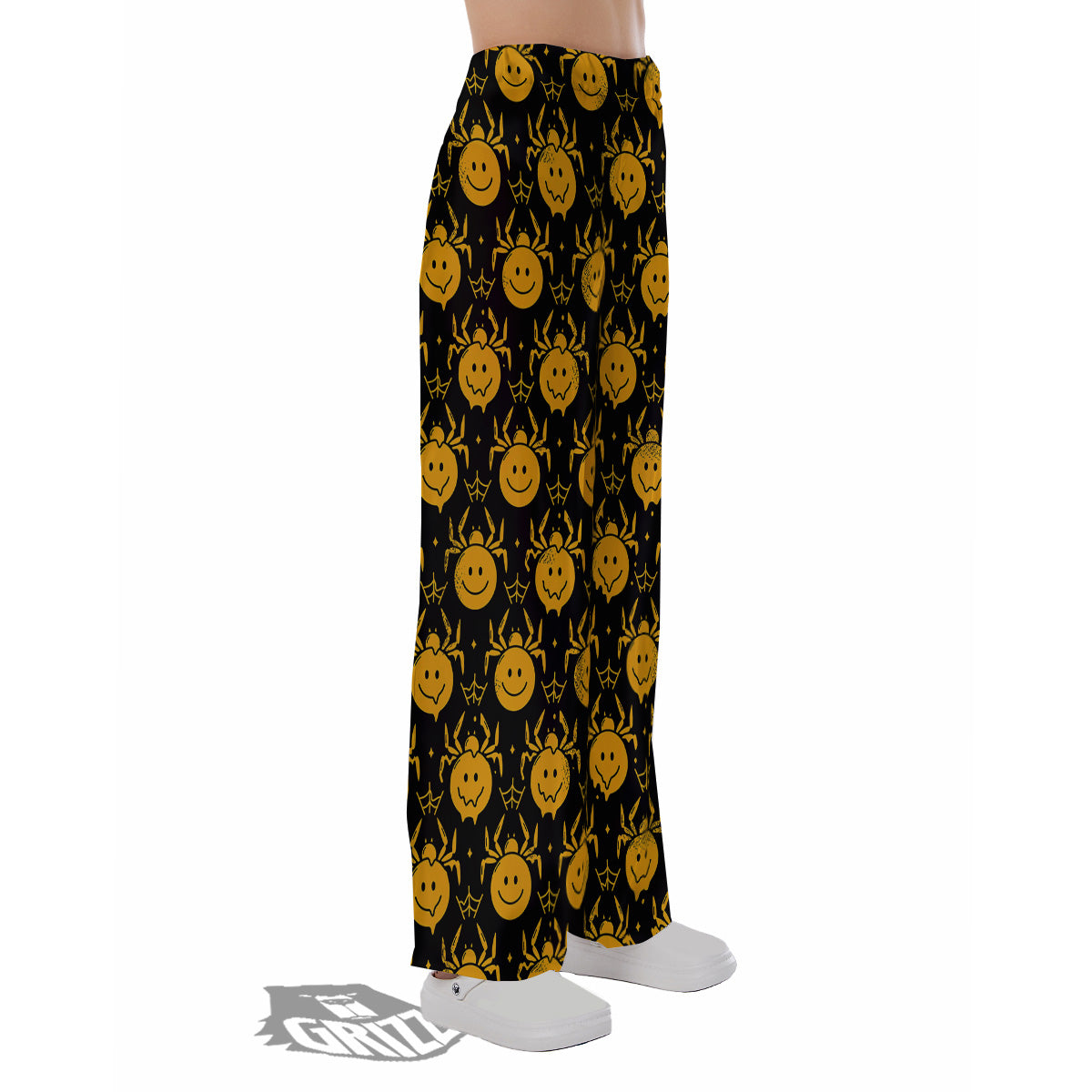Yellow Spider Psychedelic Melt Print Pattern Pajama Pants-grizzshop