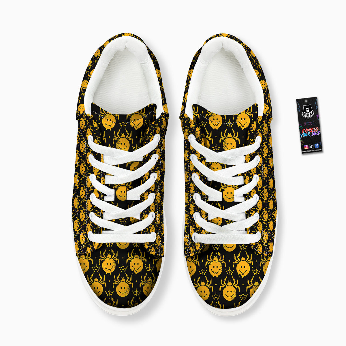 Yellow Spider Psychedelic Melt Print Pattern Platform Shoes-grizzshop