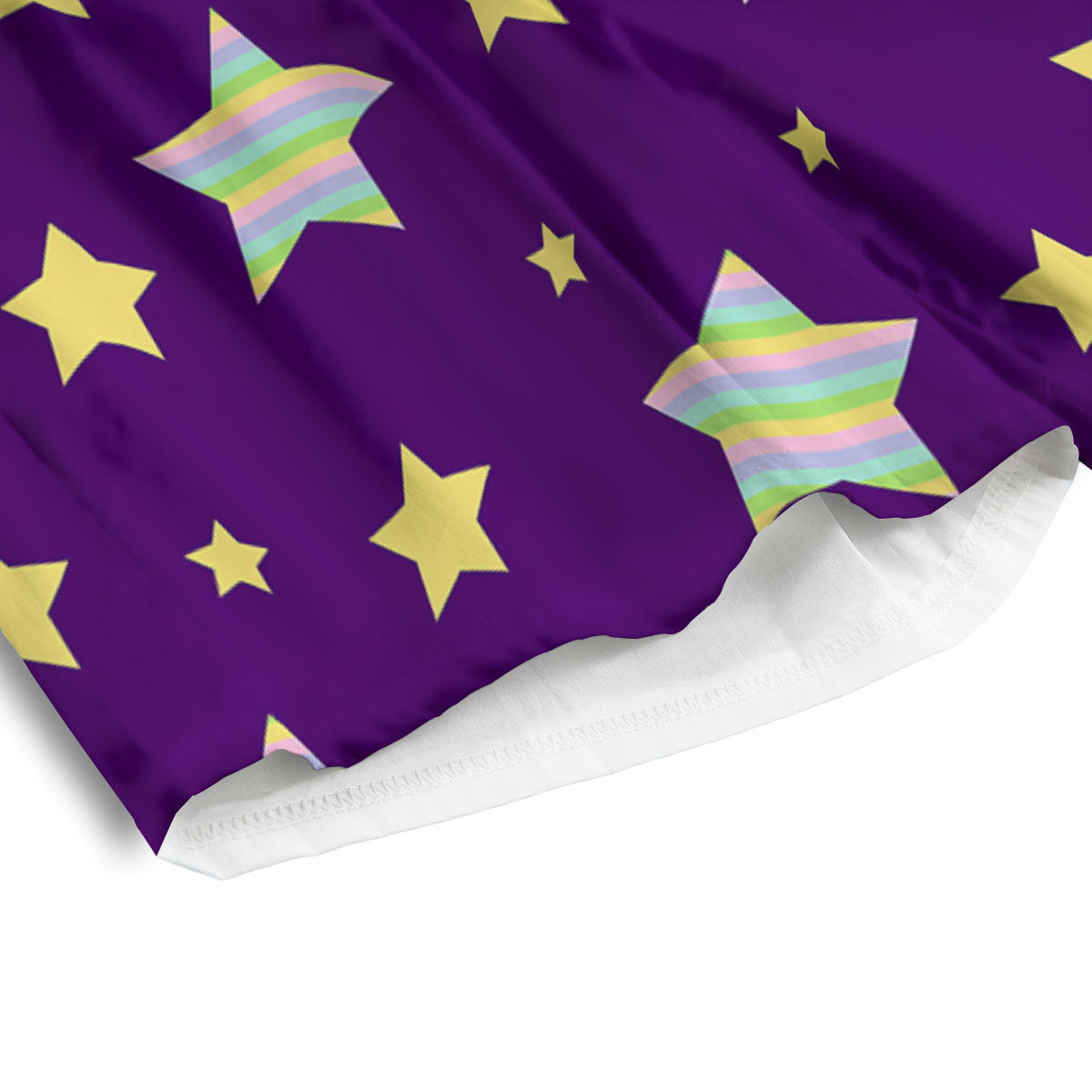Yellow Stars Purple Print Pattern Men's Athletic Shorts
