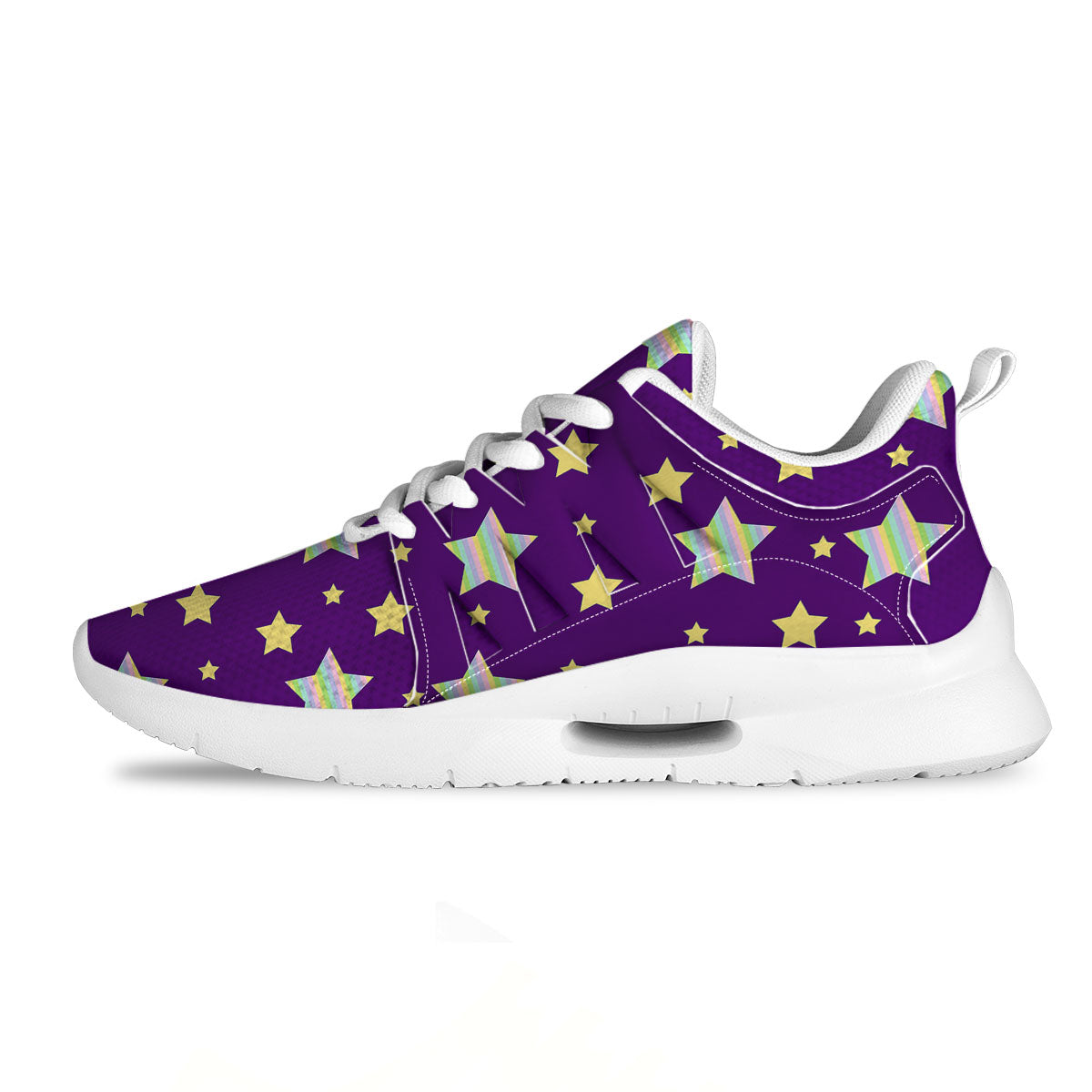 Yellow Stars Purple Print Pattern Tennis Shoes-grizzshop