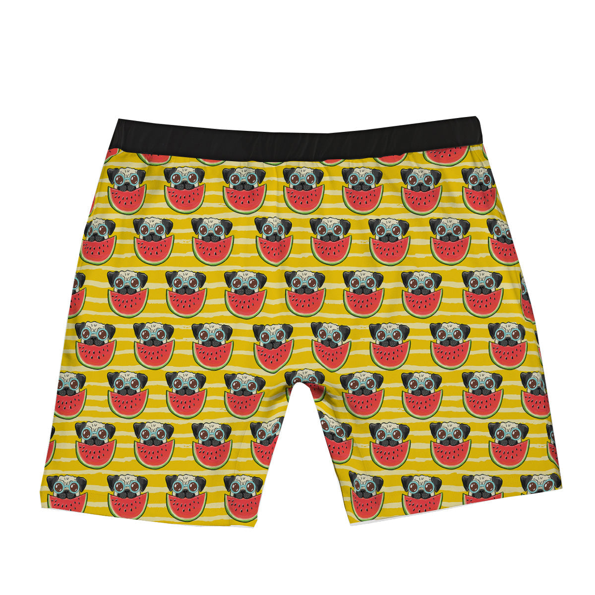 Yellow Striped Pug Dog Print Pattern Boxer Briefs-grizzshop