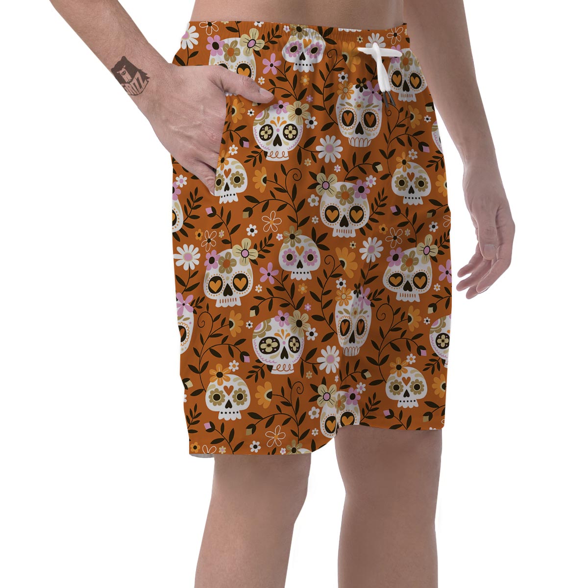 Yellow Sugar Skull Men's Shorts-grizzshop