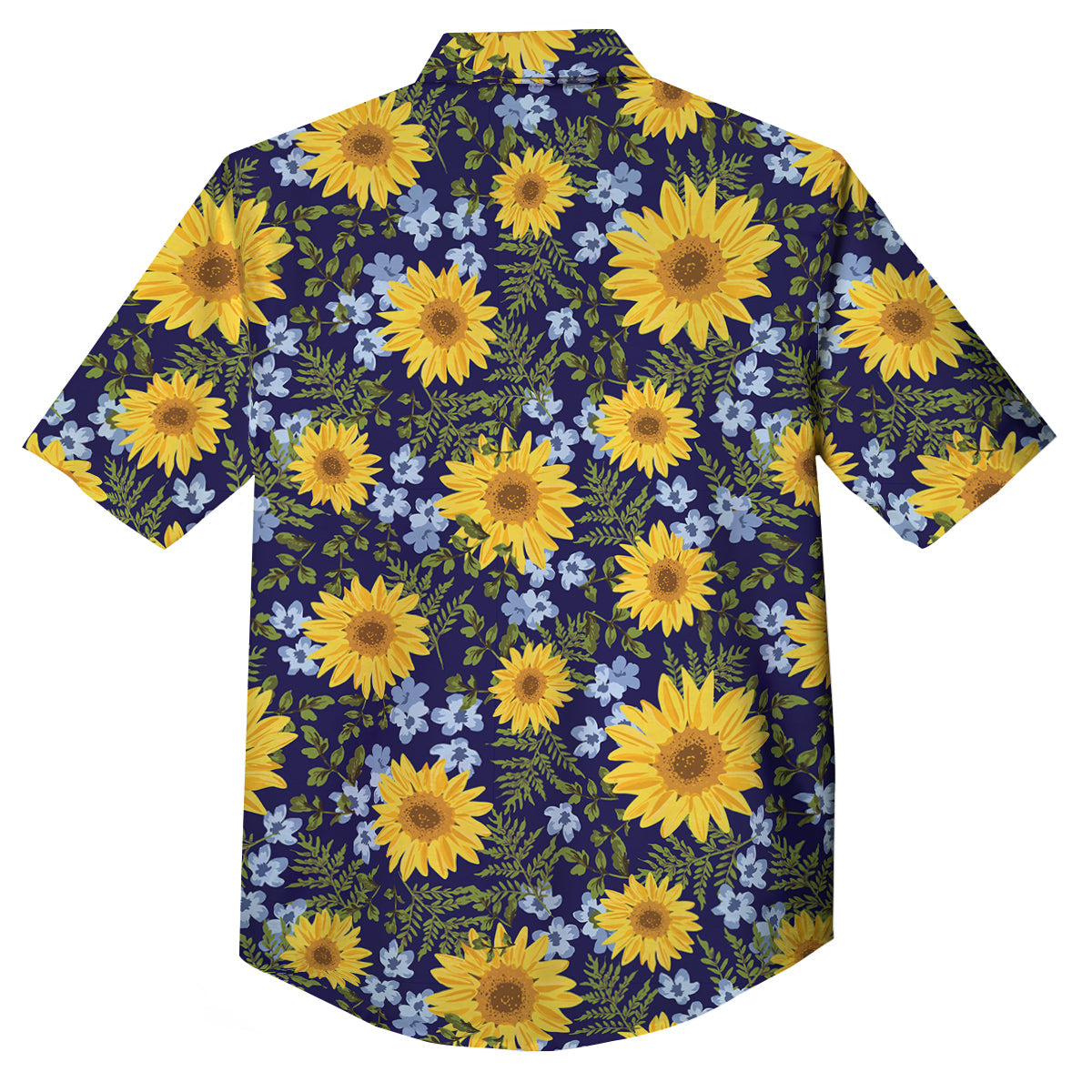 Yellow Sunflower Floral Print Button Up Shirt-grizzshop