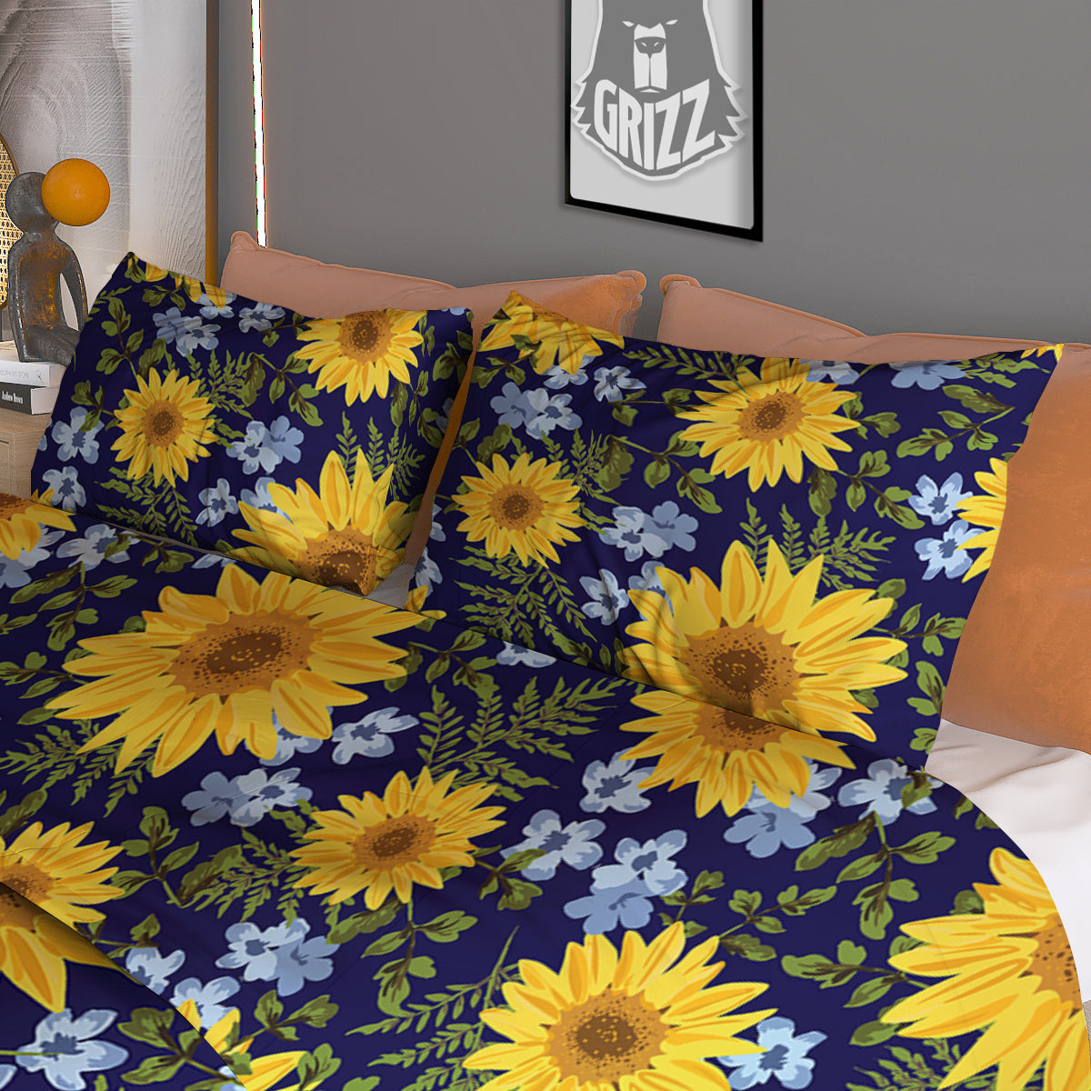 Yellow Sunflower Floral Print Duvet Cover Bedding Set