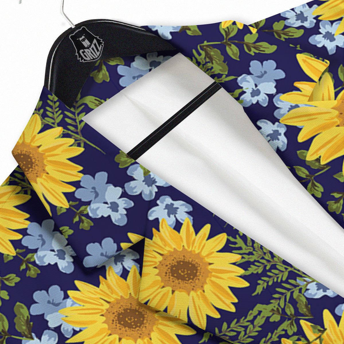 Yellow Sunflower Floral Print Men's Sport Coat-grizzshop